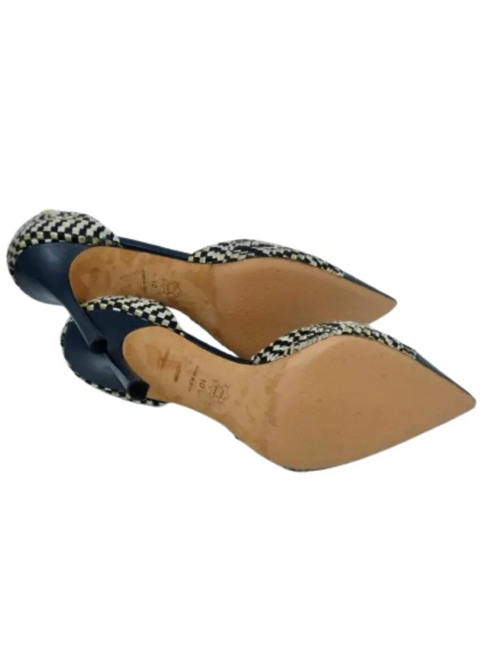 TORY BURCH~Penelope d'Orsay~WOVEN CAP TOE PUMPS LEATHER HEEL SHOES Sz 10